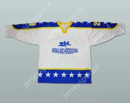 Custom BOSNIA AND HERZEGOVINA NATIONAL TEAM WHITE HOCKEY JERSEY ANY PLAYER OR NUMBER Stitched S-M-L-XL-XXL-3XL-4XL-5XL-6XL