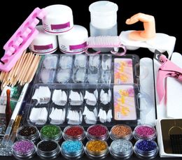 Acrylic Nail Art Manicure Kit 12 Colour Nail Glitter Powder Decoration Acrylic Pen Brush False Finger Pump Nail Art Tools Kit S6163286
