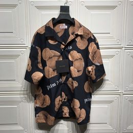 Najwyższej jakości Palm Angels Tshirt Summer prosta prosta koszula luksusowy wzór niedźwiedzia Mężczyznę Kobiet Modna Broken Bear Print Polo Shirt