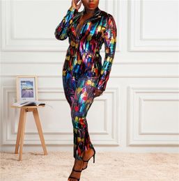 Colourful Sequined sparkle Two Pieces Set Blazer and Pants Sexy Women Glitter Slim Spring Fashion Ladies African Femme 2104168760017