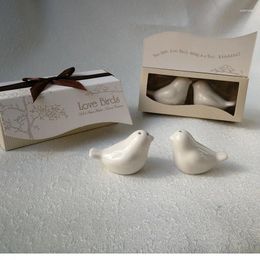 Party Favor 40pcs(20sets)/lot Event Favors Ceramic Spice Jar Love Birds Salt And Pepper Shakers Wedding Door Gifts