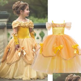 Girls Dresses Princess Costume Kids Halloween Carnival Cosplay Party Children Shoderless Disguise Drop Delivery Baby Maternity Clothin Otnqp