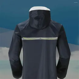 Men's Jackets High Quality Long Rain Coat Men Waterproof Windproof Reflective Strip Zipper Hooded Lightweight Raincoat Outdoor Gear