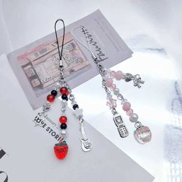 Cell Phone Straps Charms Strawberry String Beads Mobile Phone Lanyard Strap Keychain Pendant Phone Chains Camera Pendant Hanging Chain Decor S246055