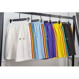 Mens shorts designer beachshort rainbow panelled pants casual sports loose trousers monogrammed five-quarter trousers elastic band S-XL