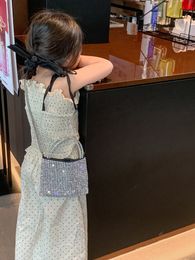 Fashion Children rhinestones handbags bling princess girls tote bags kids metals chain single shoulder bag S1493