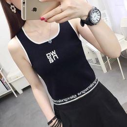 Men's Suits Silk Cotton Spring/summer Base Design Short Knitted Camisole Vest For Women's Inner Wear High Waisted Embroidered Letter Top
