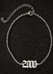 HE16 Number 12000 Arabic numerals Birthday Year Anklet Leg Bracelet Stainless Steel Fashion Jewellery for Women Men Gifts9713169