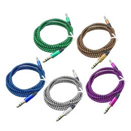 Braided Audio Auxiliary Cable 1m 3.5mm Wave AUX Extension Male to Male Stereo Car Nylon Cord Jack For phone PC MP3 Headphone Speaker LL