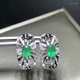 Stud Earrings Emerald Earring Natural Real 925 Sterling Silver 4 6mm 2pcs