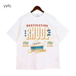 Europe America Mens T Shirt Rhude Designer Brand Clothing Round Neck High Quality Short Sleeve US Size S-Xxl 8543