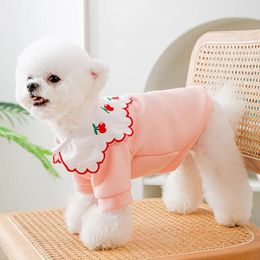 Dog Apparel Puppy Cute Cherry Sweater Autumn Winter Warm Pullover Teddy Soft Bottoming Shirt Pet Fruit Clothes Fashion