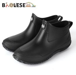 BAOLESEM Rain boot Men039s Rubber Man Waterproof Antiskid Colorful Unisex Ankle Lightweight Water Boots High End8087881