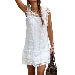 Summer Designer Erotic Porn Lingerie Sexy White Dress Women Sleeveless Lace Tassel Mini Dresses Bikini Woman Fashion Sex Skirt Lingerie Sexy Erotic Porn E05