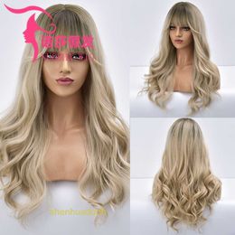 Capelli umani in pizzo a onde profonde sciolte parrucche nuove con parrucca da donna colpi di testa marrone bianco e riccio