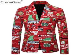 chamsgend christmas print suit jacket men casual coats mens slim fit long sleeve blazer men informal christmas party suit2340183