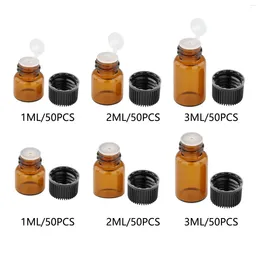 Storage Bottles 50Pcs Amber Mini Glass Bottle Refillable Sample Vial For Massage Oils