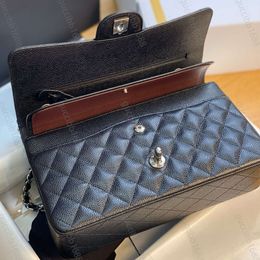 10A Mirror Quality Classic Quilted Double Flap Bag 25cm Medium Top Tier Genuine Leather Bags Caviar Lambskin Black Purses Shoulder Chain Designer Handbag 6613ess