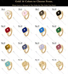 Designer Ring for Women 18K Gold Diamond Rings Inlay Mother-of-Pearl / Agate / Chalcedony Gold-Plated Never Fading Non-Allergic, 48 Colors, Store/21621802