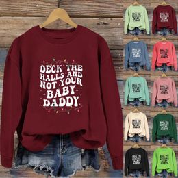 Women's Hoodies Knit Tunic Tops Women Casual Christmas Letter Print Crew Neck Long Sleeve Hoodless Sweatshirt For Quilted Men