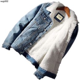 Men and Coat Trendy Warm Fleece Thick Denim Jacket Winter Fashion Mens Jean Outwear Male Cowboy Plus Size858c.