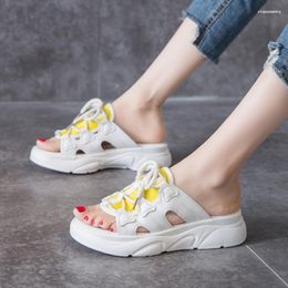 Sandals 2024 Fashion Woman Summer Shoes Gladiator Beach Slippers White Platform Heels Mule Size 35-40