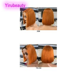 350# Orange Farbe Brasilianisches menschliches Haar 1B/350 OMBRE-Farbe 4x4 Spitzenbob-Perücke gerade mittlerer Teil 150% Dichte 10-16 Zoll