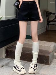 Women's Shorts 2024 Female American Straight Leg Denim Woman Sexy Nightclub Mini Skirts Girls Korean Elastic Black Jeans