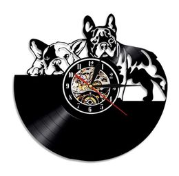 French Bulldog Record Wall Clock Modern Design Animal Pet Shop Decor Puppy Relogio De Parede Lover Gift 2109139845778