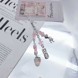 Cell Phone Straps Charms Strawberry String Beads Mobile Phone Lanyard Phone Stra Keychain Pendant Phone Chains Decor Camera Pendant Hanging Chain Decor S246055