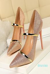 Top designer European and American style high heels shallow mouth pointed toe sequined cloth sexy nightclub thin high heels s3850101