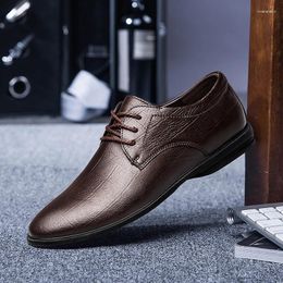 Casual Shoes Genuine Leather Oxford Mens High Quality Formal Dress Derby Classic Business Office Wedding Footwear Handmade Brown