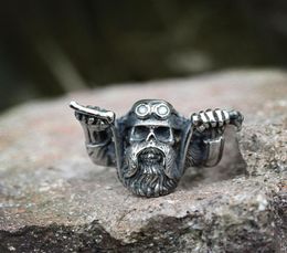 Mens Unique Punk Rock Wild Motor Motorcycle Skull Rings Fashion Party Stainless Steel Biker Jewellery Size 7144260014