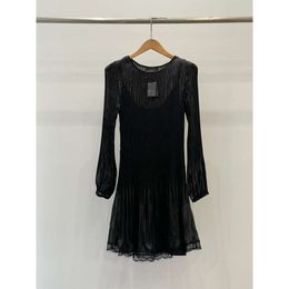 2024 Women's Clothing Fashionable and elegant round neck long sleeve black short skirt Spring Summer New