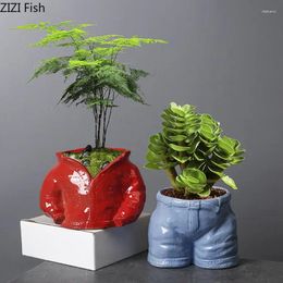 Vases Modern Living Room Decoration Ceramic Fleshy Flowerpot Vase Home Art Clothes Pants Handicraft