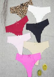 6pcslots Women Thong Sexy Panties Underwear Seamless Intimate Underpants Leopard Printed String Ice Silk Thin Lowrise Panty 21075839522