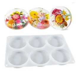 Baking Moulds Wood Flower Epoxy Resin Mould Round Silicone Moulds For Coasters Diy Crafts 6 Cavities