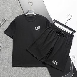 Men's Tracksuits t shirt sets Luxury Designers Embroidered letter fashion sportswear suit men clothes summer running wear T-shirt short-sleeved sports two-piece Q029