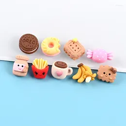 Decorative Figurines 2 Pcs Mini Cute Simulation Candy Biscuits Donuts Flat Back Resin Kawaii Fake Food Craft DIY Hair Accessories Phone Case