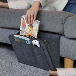 Storage Bags 1Pc Felt Bedside Organiser Bed Desk Bag Sofa Tv Remote Control Hanging Caddy Couch Holder Pockets Drop Delivery Home Gard Dh7Rk