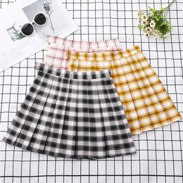 Skirts Pleated Skirt High Waist Miniskirt Ropa Dama Woman Korean Clothing School Uniform Falda Tableada Girls Black Plaid Short Skirt G240529