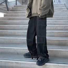Jeans maschile sciolti pantaloni in denim larghi dritti uomini gamba larga maschileg hip hop streetwear skateboard