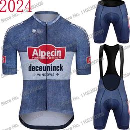 Cycling Jersey Sets Alpecin Decninck 2024 Cycling jersey for mens summer cycling clothing road cycling shirt MTB womens cycling bib shorts G240529