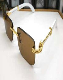 selling wooden sunglasses for men women fashion mens buffalo horn glasses rimless brown black clear lenses sunglasses with bo3039020
