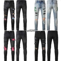 Jeans for uomini designer jeans jeans jeans motociclista bianco lungo strappa strappati strappati slim fit foro dritto motocicletta moto