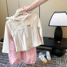 Clothing Sets Girl Baby Set Spring Korean Edition Girls Coat Work Pants Beige And Pink Two Piece Clothes