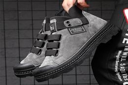 Hightop Casual Leather Shoes Men Streetwear Ankle Boots Male Wearable Motorcycle Boots Man Big Size 3845 Sneakers Autumn 2020 LJ2951465