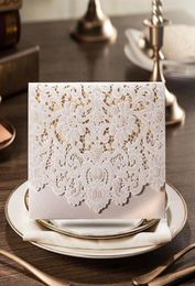Whole1pcs Gold Red White Laser Cut Wedding Invitations Samples Elegant Lace Party Decorations Cards JJ6284398321