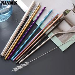 Drinking Straws Metal Reusable 304 Stainless Steel Straight Bent With Cleaning Brush 304Straw Milk Drinkware Bar Party Accessory