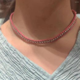 Strand Bohemian Style Braided Bracelet Necklace Red Ribbon